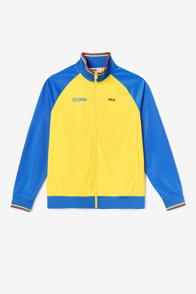 Fila Colombia Track Yellow/Blue Jacket Womens - NZ 75416-HAQG